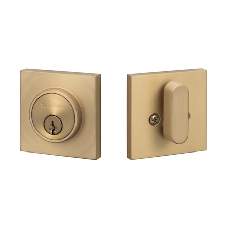 Sure-Loc Hardware Sure-Loc Hardware Modern Square Deadbolt, Satin Brass DB201-SMD SB